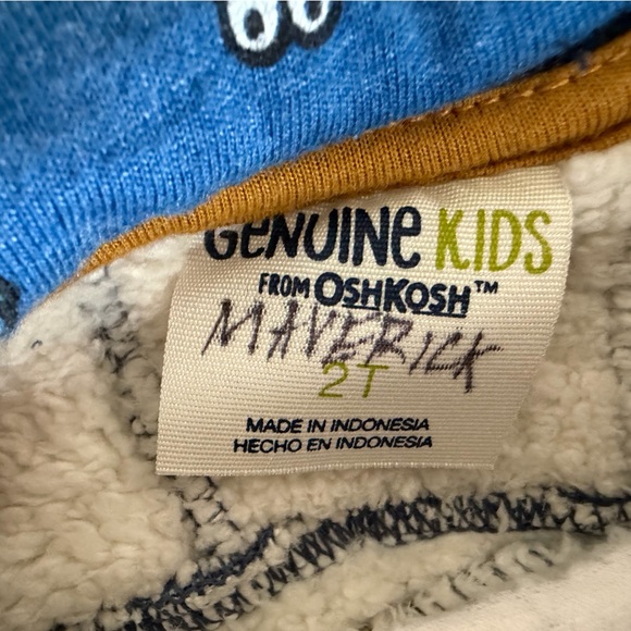 Oshkosh Blue Monster Terry Hoodie Sweatshirt 2T Toddler Embellished hood/front - Picture 5 of 5
